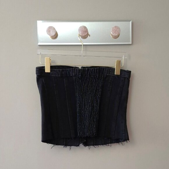 NWOT Zara black denim corset style top, L - Picture 10 of 12